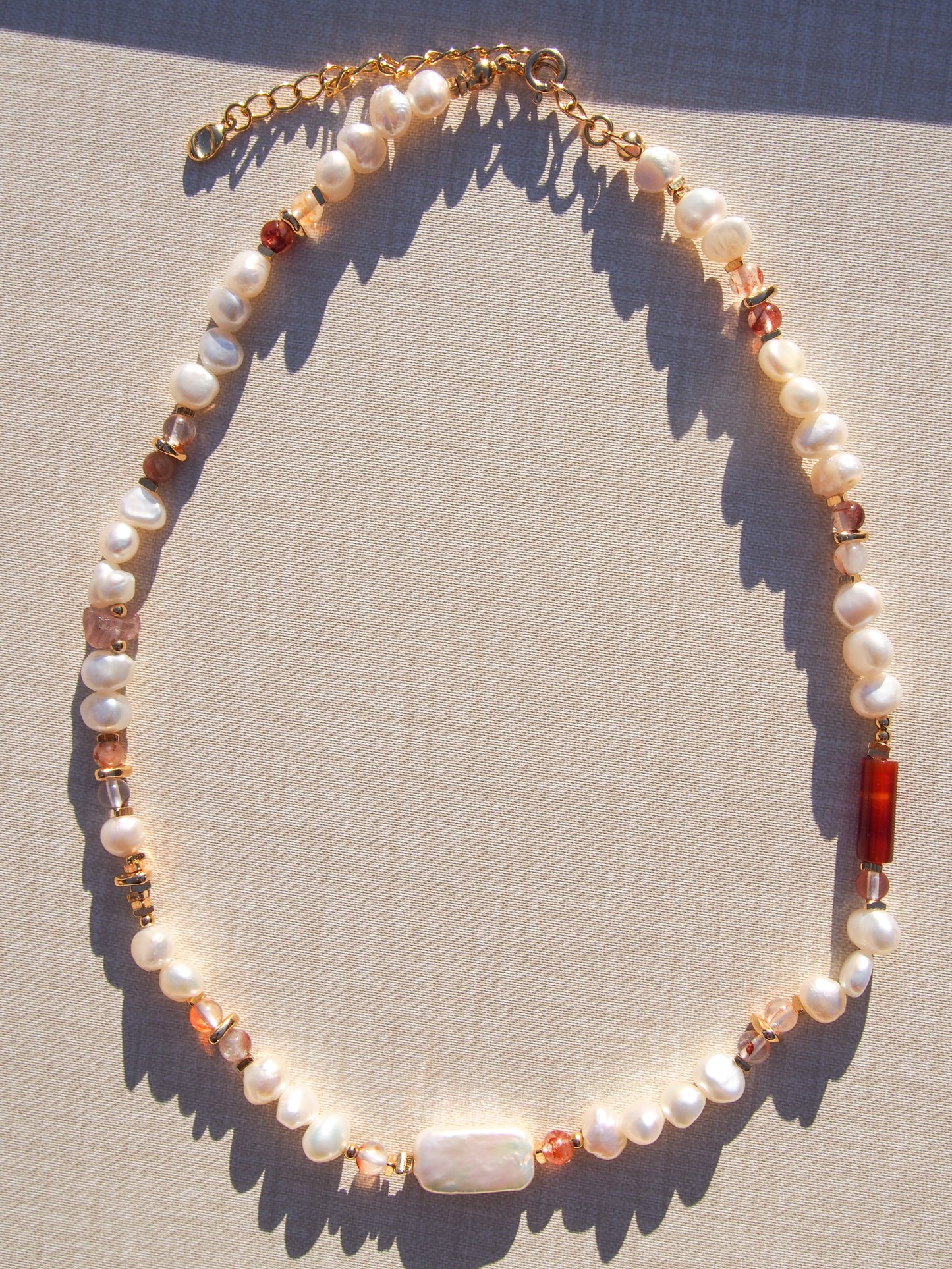Golden Hour Pearl & Firestone Necklace