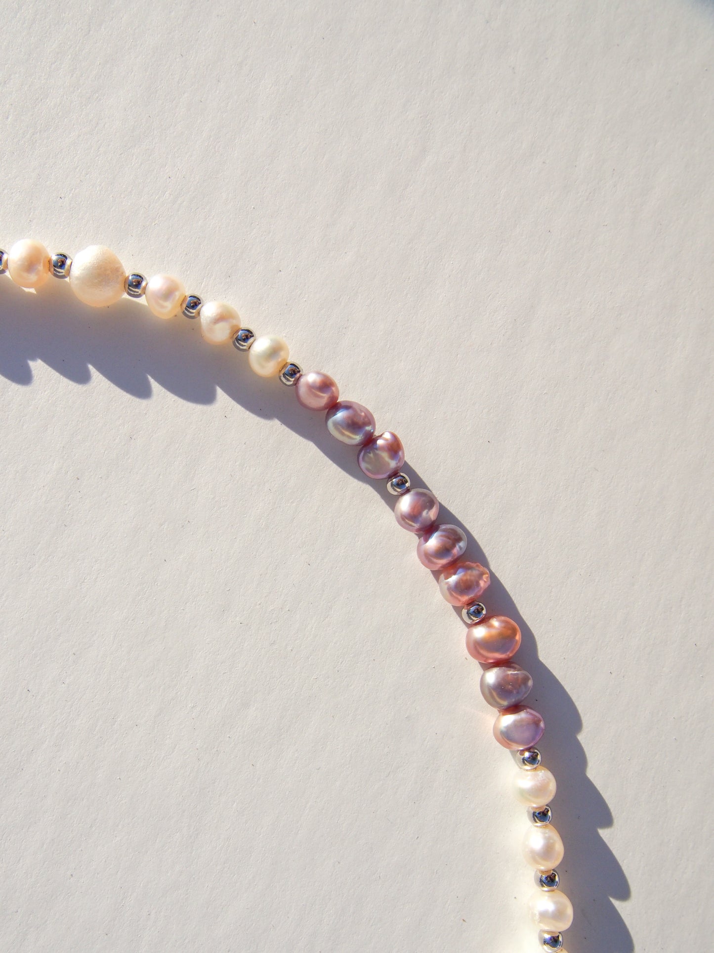 Pink Purple Pearl Silver Necklace