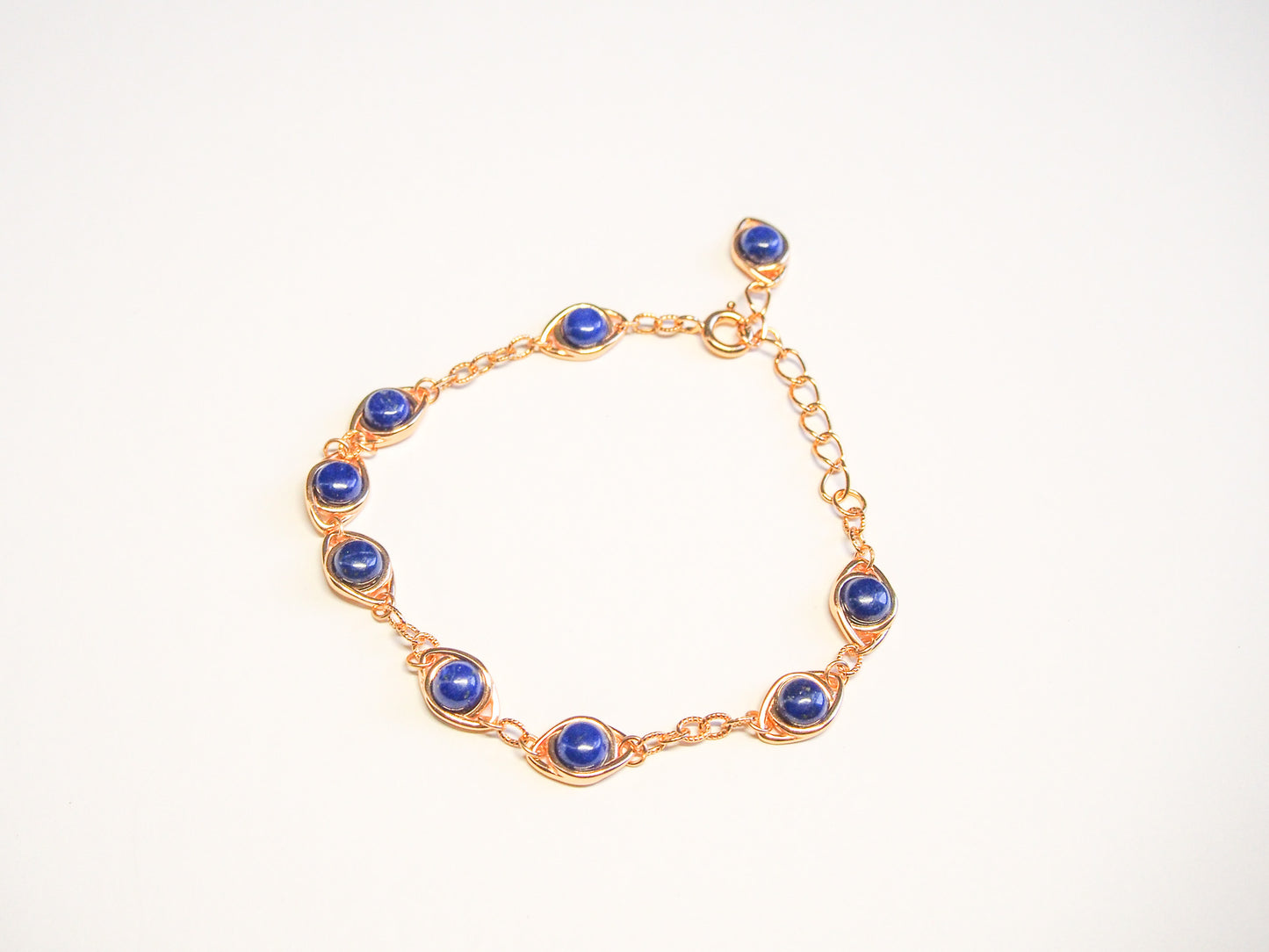Aurora Gold-Tone Blue Gem Link Bracelet