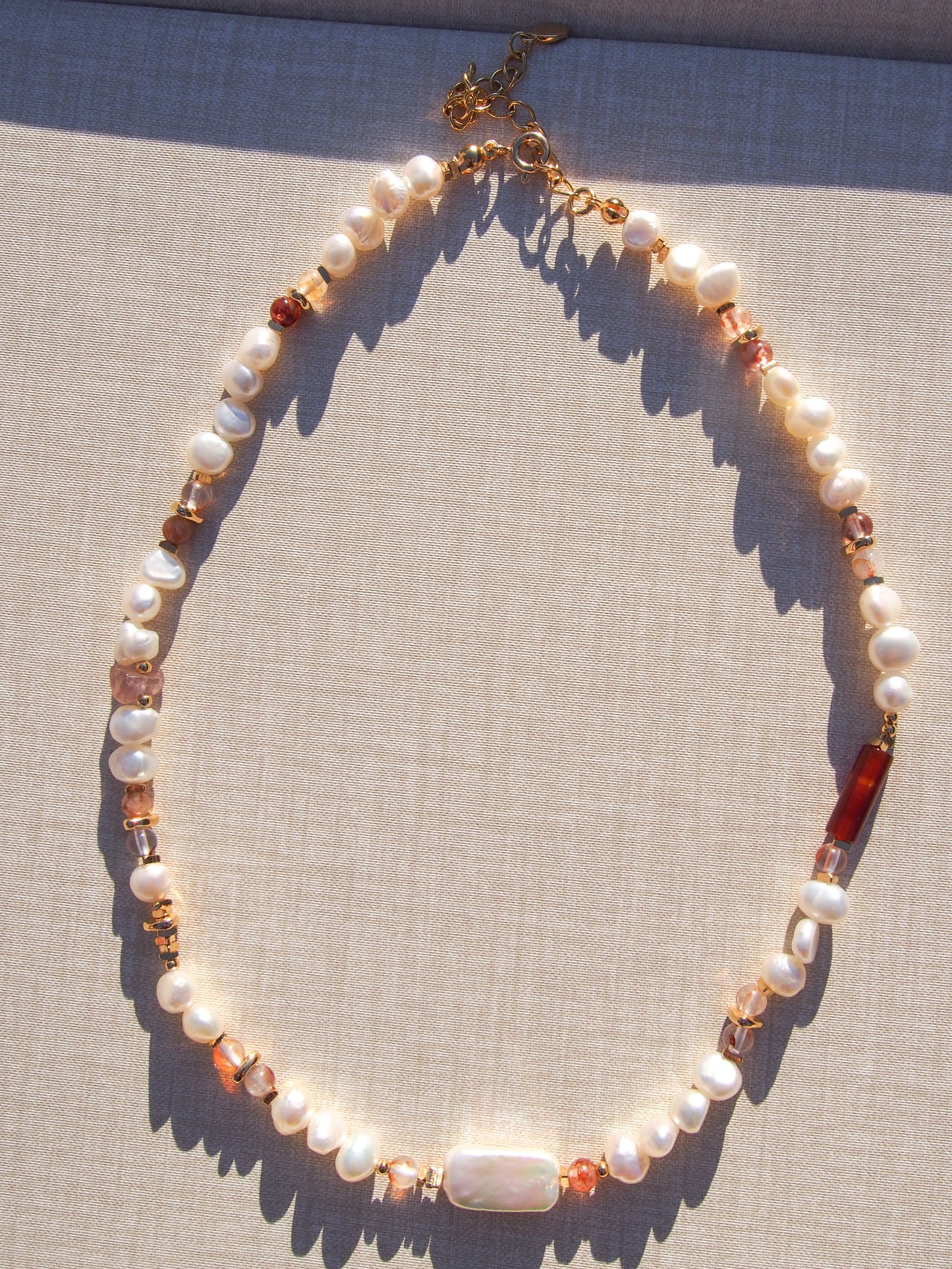 Golden Hour Pearl & Firestone Necklace