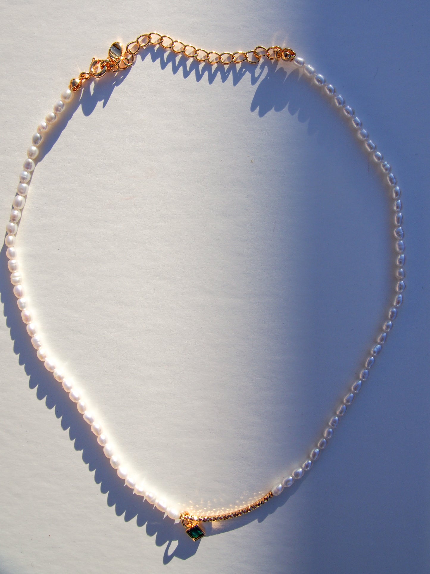 Green Zircon Pearl Pendant Necklace