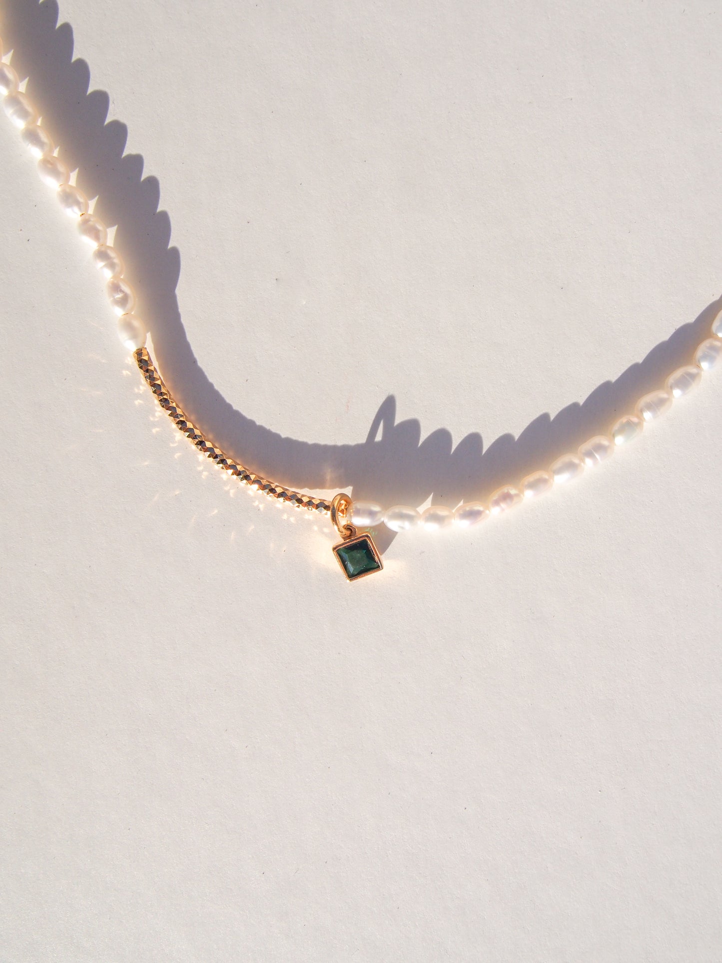 Green Zircon Pearl Pendant Necklace
