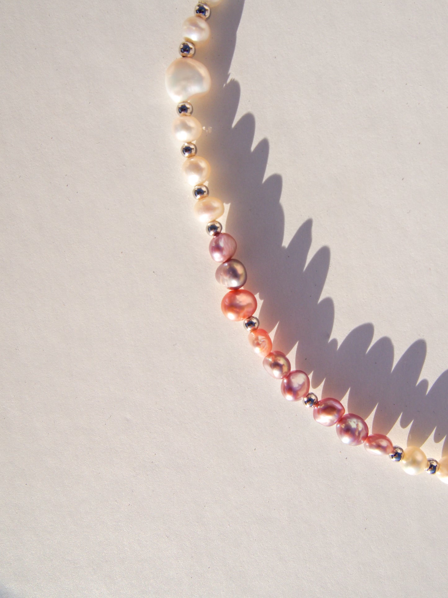 Pink Purple Pearl Silver Necklace