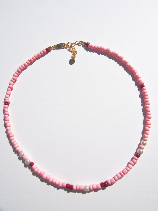 Summer Pink Beads Necklace